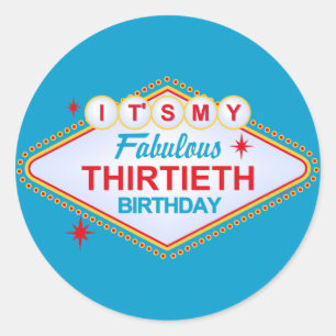 Las Vegas 30th Birthday Ronde Sticker