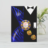 Las Vegas Art Deco Trouwreceptie | kobaltblauw Kaart (Staand voorkant)