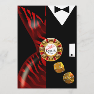 Las Vegas Art Deco Trouwreceptie rode zebra Kaart