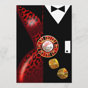 Las Vegas Art Deco Trouwreceptie rood zwart Kaart