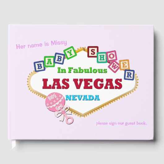 Las Vegas Baby shower GIRL Guest Book Gastenboek (Voorkant)
