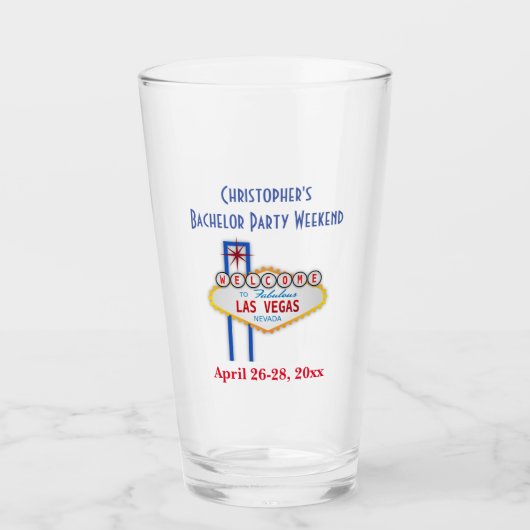 Las Vegas Bachelor Party Trip Favor Beer Pint Glas (Voorkant)