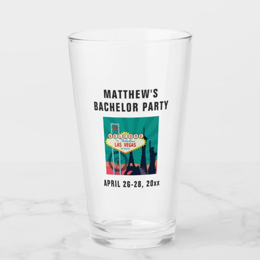 Las Vegas Bachelor Party Trip Favor Beer Pint Glas (Voorkant)