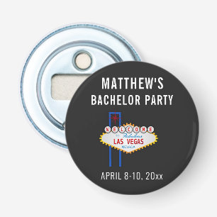 Las Vegas Bachelor Party Trip Favor Button Flesopener