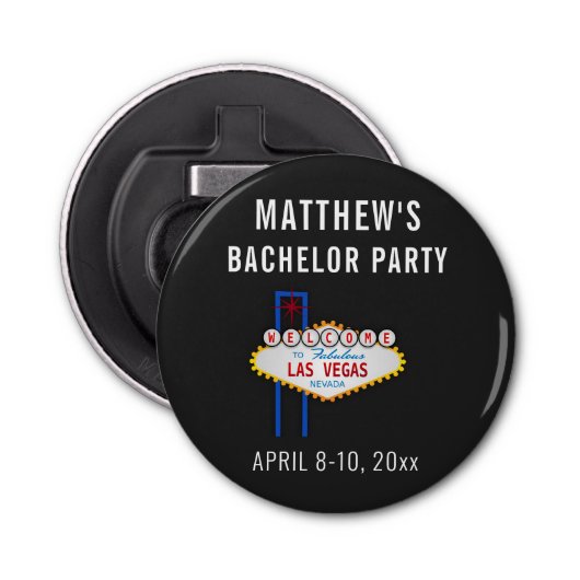 Las Vegas Bachelor Party Trip Favor Button Flesopener (Voorkant)