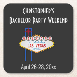 Las Vegas Bachelor Party Trip Favor Vierkante Kartonnen Onderzetter