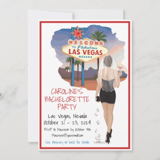 Las Vegas Bachelorette Bruin Haar Bruid Cosmo Kaart (Voorkant)