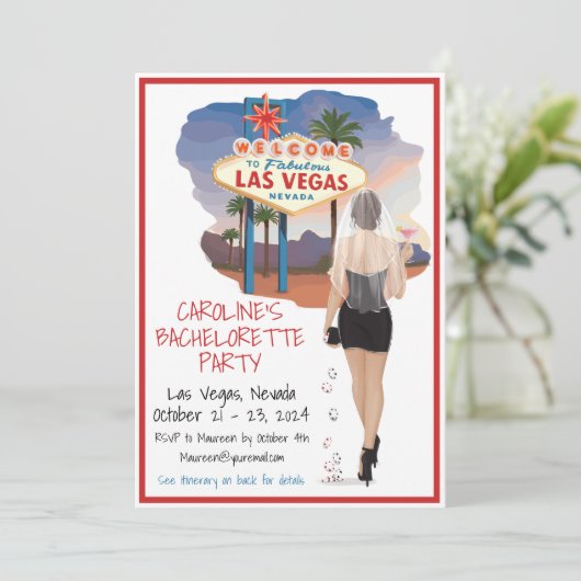 Las Vegas Bachelorette Bruin Haar Bruid Cosmo Kaart (Staand voorkant)