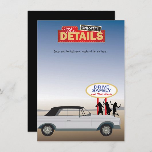 Las Vegas Bachelorette — Details Card Informatiekaartje (Voorkant / Achterkant)