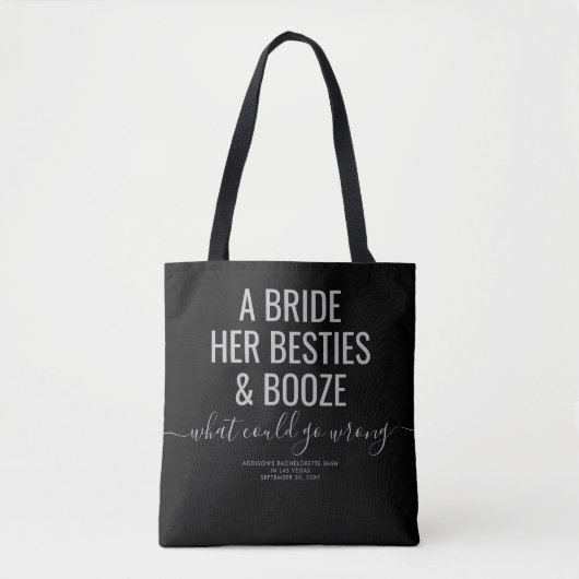 Las Vegas Bachelorette Funny Bride Besties Booze T Draagtas (Voorkant)