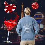 Las Vegas Bachelorette Party Audacieuse Typographi<br><div class="desc">Une jolie veste en denim portant le nom de la bachelorette en gras typographie blanche. Idéal pour vos filles sortir le soir sur la piste de Las Vegas. Pour modifier le texte,  cliquez sur le bouton Personnaliser.</div>