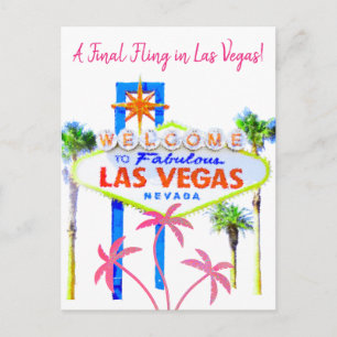 Las Vegas Bachelorette Roze Palmen Aankondigingskaart