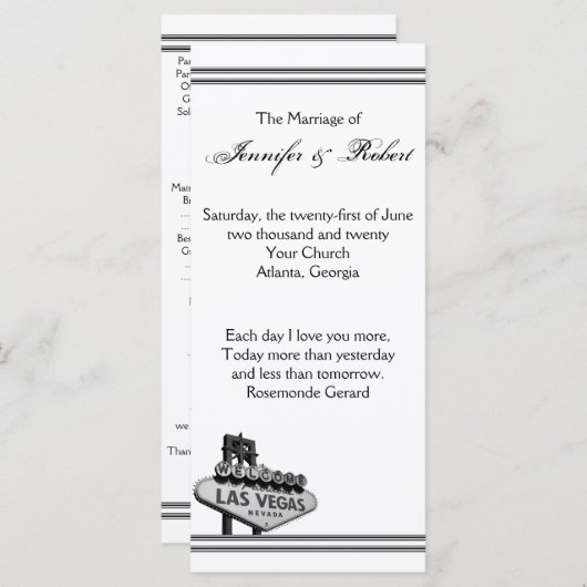 Las Vegas bestemming bruiloft programma (Voorkant / Achterkant)