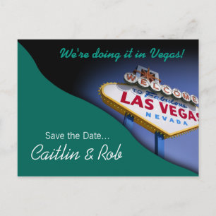 Las Vegas Bewaar de datum (blauwgroen) Aankondigingskaart