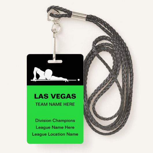 Las Vegas Billiards Theme Bulk Team Name Badges (Devant avec lanière)