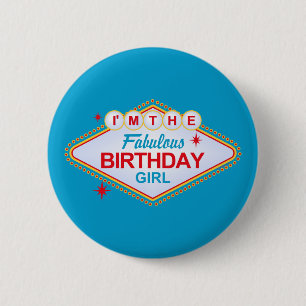 Las Vegas Birthday Girl Ronde Button 5,7 Cm