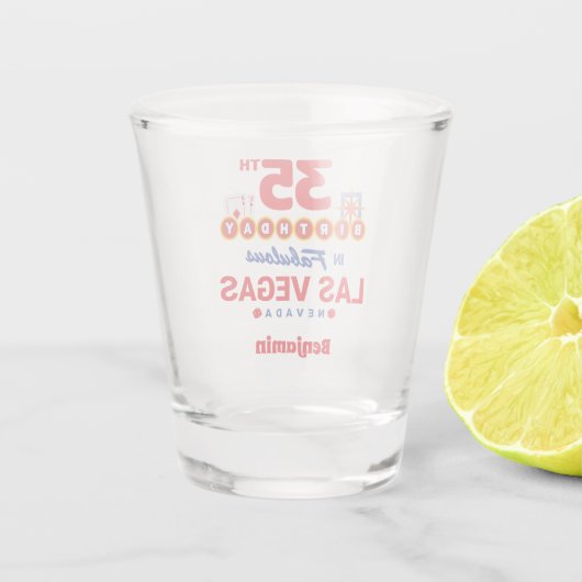 Las Vegas Birthday Party - 35th Birthday Shot Glas (Achterkant)