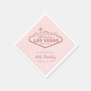 Las Vegas Birthday Sign Roos Gold Pink Party Servet