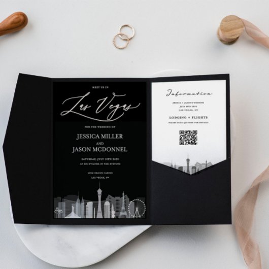 Las Vegas Black and White Uitnodiging