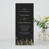 Las Vegas Black Gold White Skyline Wedding Program (Staand voorkant)