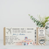Las Vegas Boarding Pass Ticket Wedding Invitation Kaart (Staand voorkant)