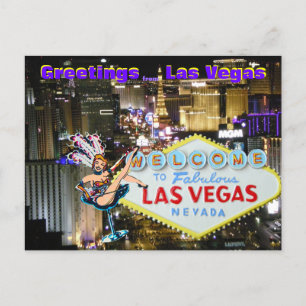 Las Vegas Boulevard en Showgirl art Briefkaart