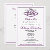 Las Vegas Bridal Shower Invitation - Paars Kaart (Voorkant / Achterkant)