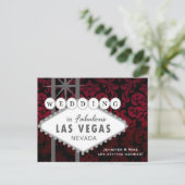 LAS VEGAS BRUILOFT Damask Save the Date Briefkaart (Staand voorkant)