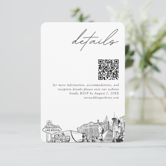 Las Vegas bruiloft details QR code klein Informatiekaartje (Staand voorkant)