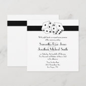 Las Vegas Bruiloft Dice Thema Wit en Zwart Kaart (Voorkant / Achterkant)