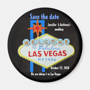 Las Vegas Bruiloft gepersonaliseerd Save the Date Magneet