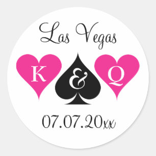 Las Vegas bruiloft gunst stickers met monogram