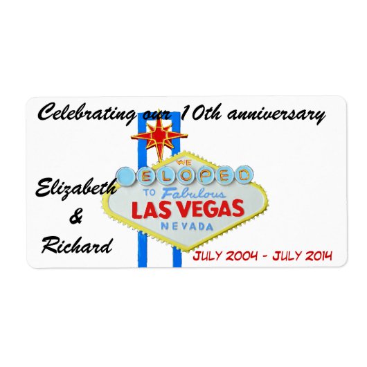 Las Vegas Bruiloft Jubileum Wijnlabels Etiket (Voorkant)