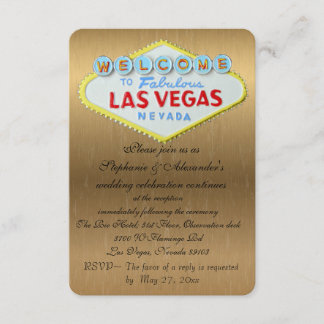 Las Vegas Bruiloft Receptie Gouden Enclosure Informatiekaartje