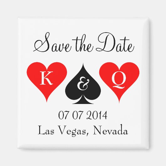 Las vegas bruiloft redt date magnet met hart magneet (Voorkant)