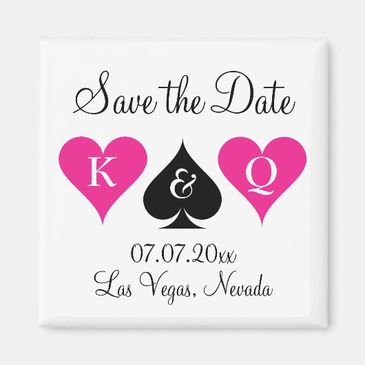 Las vegas bruiloft redt date magnet met hart magneet (Voorkant)