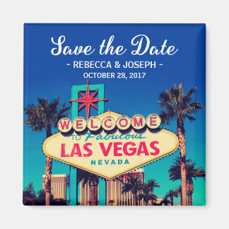 Las Vegas Bruiloft Retro Foto Opslaan van de Datum Magneet