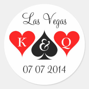 Las Vegas bruiloft stickers met monogram en datum