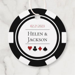 Las Vegas bruiloft zwart wit poker chip Bedankjes Labels