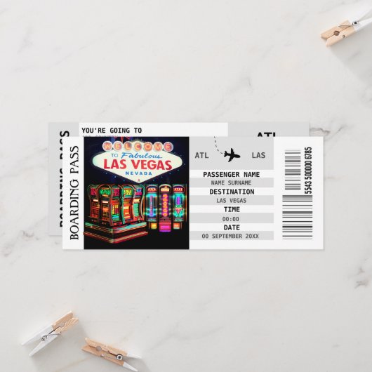 Las Vegas carte d'embarquement bachelorette (Devant/Arrière en situation)