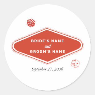 Las Vegas Casino bestemming bruiloft rood wit Ronde Sticker