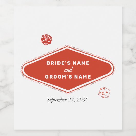 Las Vegas Casino bestemming bruiloft rood wit Wijn Etiket (Enkel label)