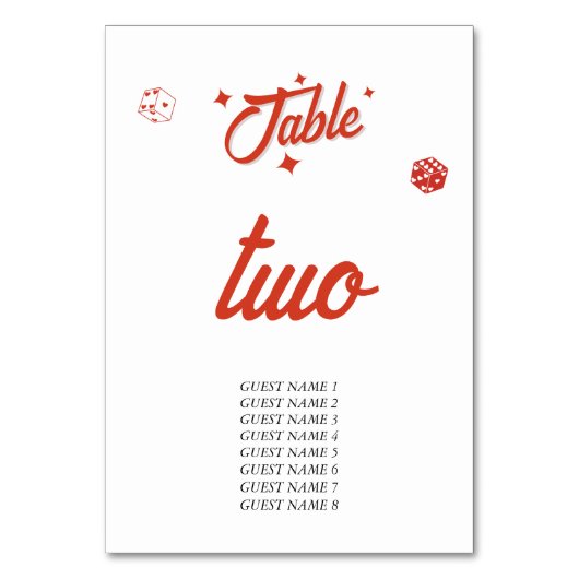 Las Vegas Casino Bestemming Huwelijk Rood Wit Tab Kaart (Achterkant)