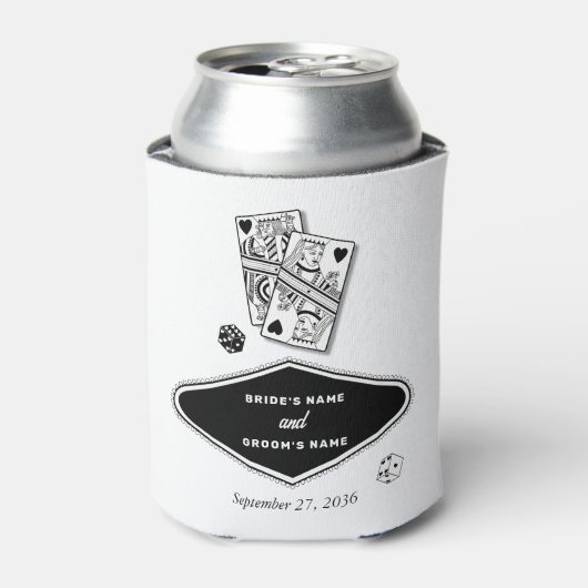 Las Vegas Casino Bestemming Huwelijk Zwart Wit Blikjeskoeler (Blikje Voorkant)