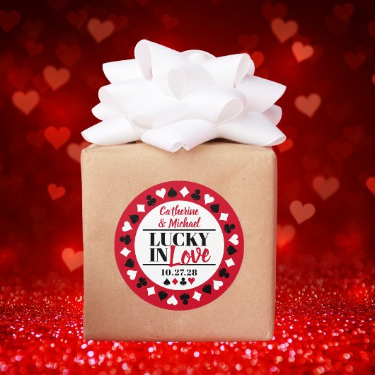 Las Vegas Casino Bruiloft Bewaar de datum Ronde Sticker