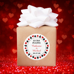 Las Vegas Casino Bruiloft Bewaar de datum Ronde Sticker