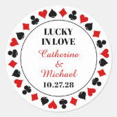 Las Vegas Casino Bruiloft Bewaar de datum Ronde Sticker (Voorkant)