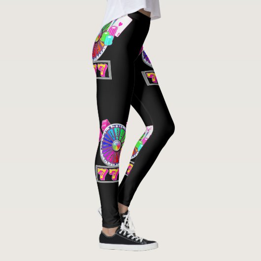 Las Vegas Casino Cards Chips Dice 7 en Wheel Leggings (Rechts)