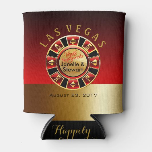 Las Vegas Casino Chip Bruiloft | rood goud Blikjeskoeler (Voorkant)