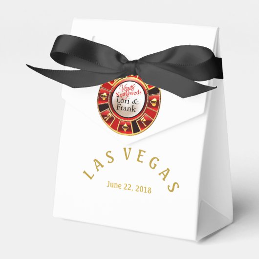 Las Vegas casino chip | witgoud & rood Bedankdoosjes (Voorkant Zijde)